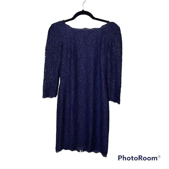 Adrianna Papell Knee Length Dress Exposed Zipper Lace Overlay Size 4 - Picture 1 of 6
